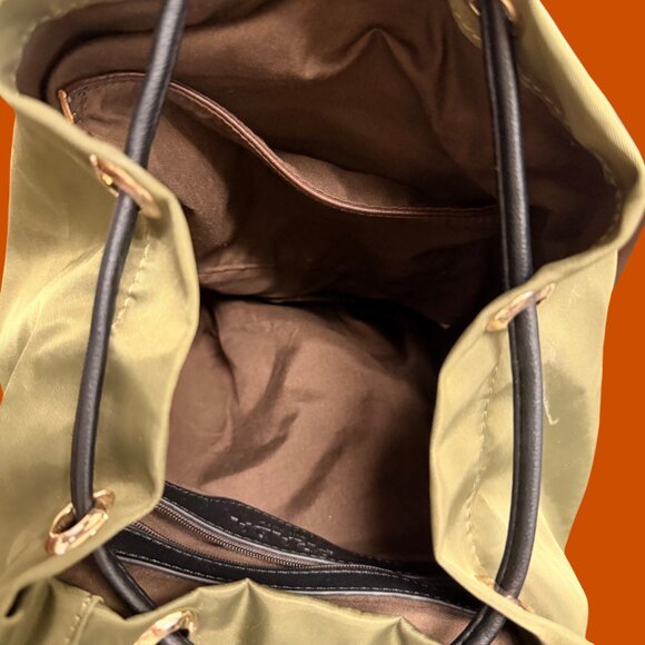 Prada Milano Inspired Olive Green Nylon Backpack | Faux Designer Bag - Picture 10 of 11